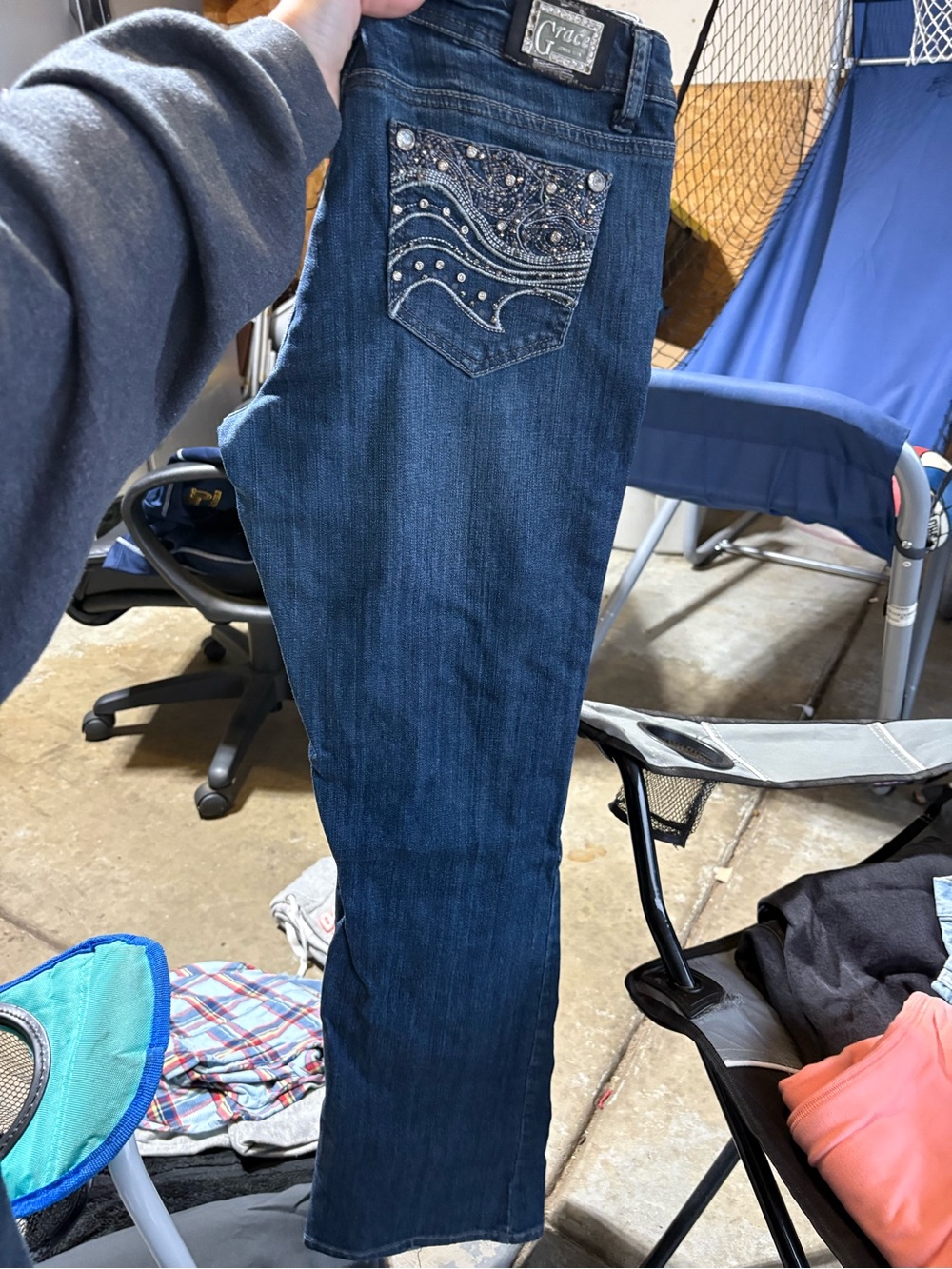 Aeropostale Dark Blue Boot Cut Jeans with Embellished Back Pocket